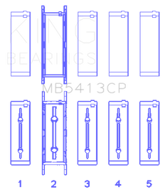 King Opel LNF/LSJ/L42/61/Z22SE Crankshaft Main Bearing Set (Set of 5)