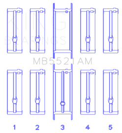 King Engine Bearings Chrysler 2.2 (Size +0.25mm) Main Bearing Set