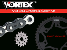 Load image into Gallery viewer, Vortex Racing V3 2.0 Chain and Sprocket Kit 3523-16,245S-43,530SX3-108- Black