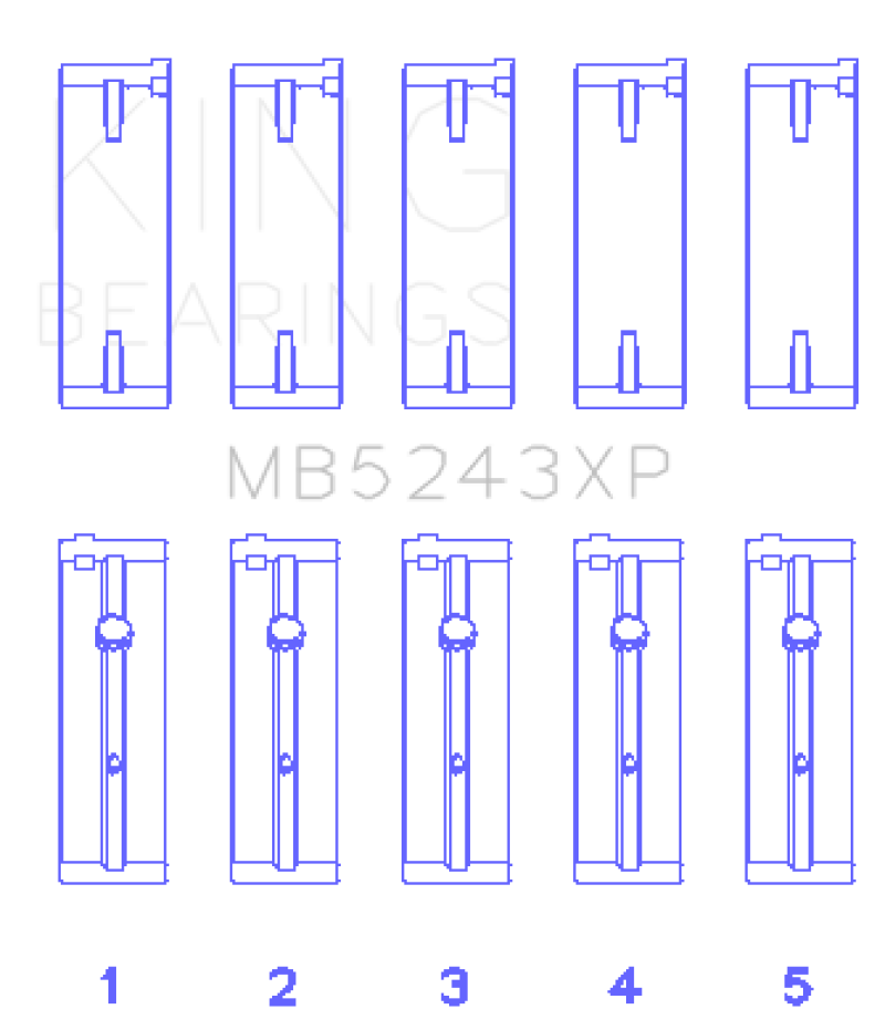 King Nissan SR20DE/DET (2.0L) Performance Main Bearing Set - Size +0.25mm