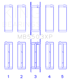 King Ford V8 351ci 5.8L 16V (Size STD) Performance Main Bearing Set