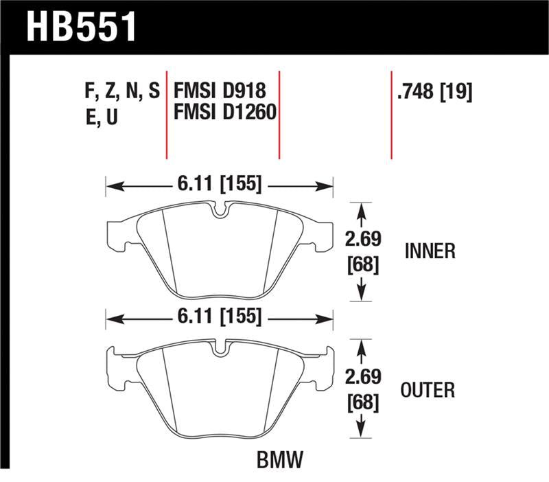 Hawk 07-09 BMW 335d/335i/335xi / 08-09 328i/M3 Performance Ceramic Street Front Brake Pads