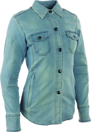 Speed and Strength Speed Society Armored Moto Shirt Denim Blue Womens - Small