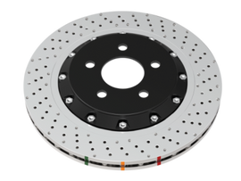 DBA 17-20 Honda Civic Type R Front 5000 Series Cross Drilled Rotor w/Black Hat