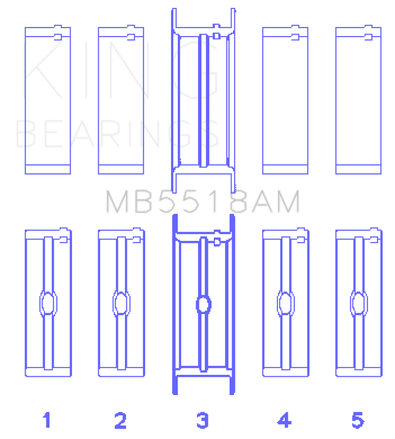 King AMC/Jeep 390/401 Crankshaft Main Bearing Set - Undersize 0.10IN