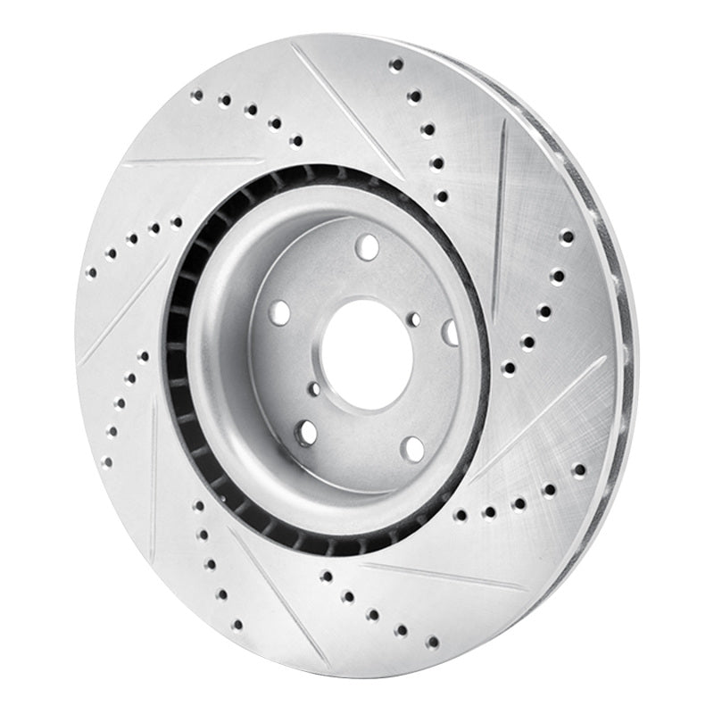 R1 05-20 Subaru Impreza Front Left Drilled & Slotted Silver Brake Rotor