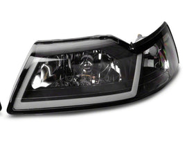 Raxiom 99-04 Ford Mustang Axial Series Headlights w/ LED Bar- Black Housing (Clear Lens)