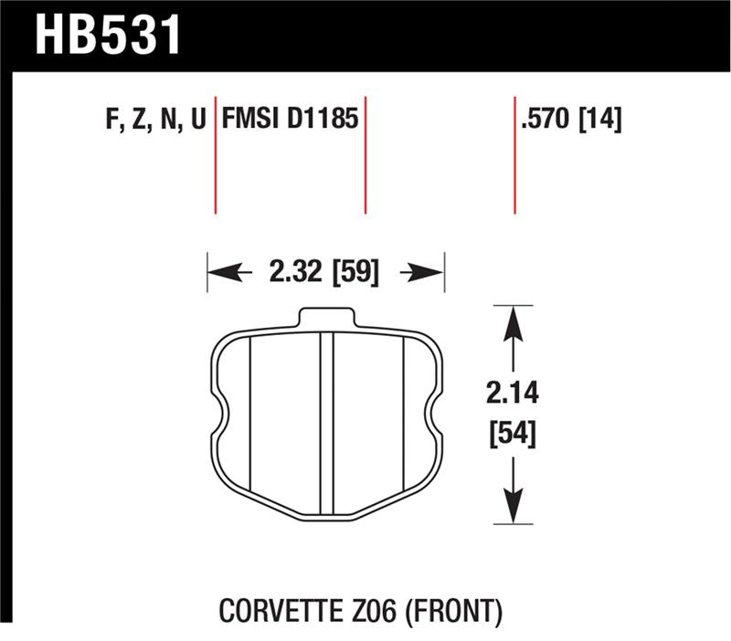 Hawk 06-10 Chevy Corvette (OEM Pad Design) Front Ceramic Street Brake Pads