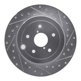 R1 08-20 Subaru WRX STI Rear Right Drilled & Slotted Silver Brake Rotor