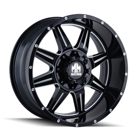 Mayhem 8100 Monstir 20x9 / 6x135 BP / 0mm Offset / 106mm Hub Black w/ Milled Spokes Wheel