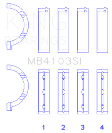 King Chrysler 197 (Size .026) Crankshaft Main Bearings (Set of 4)
