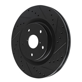 R1 20-25 Subaru Crosstrek Front Right Drilled & Slotted Black Brake Rotor