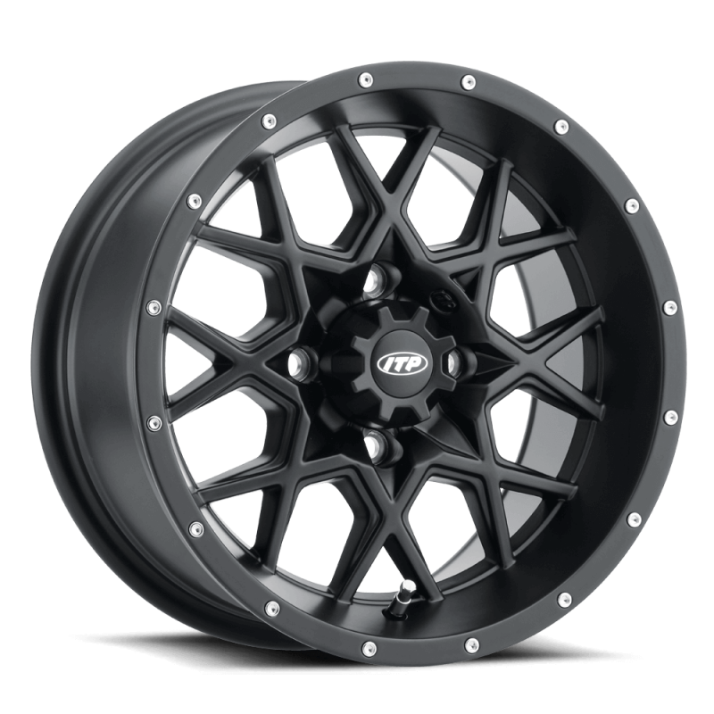 ITP Hurricane 16X7 / 4x136 BP / 5+2 Offset Matte Black Wheel