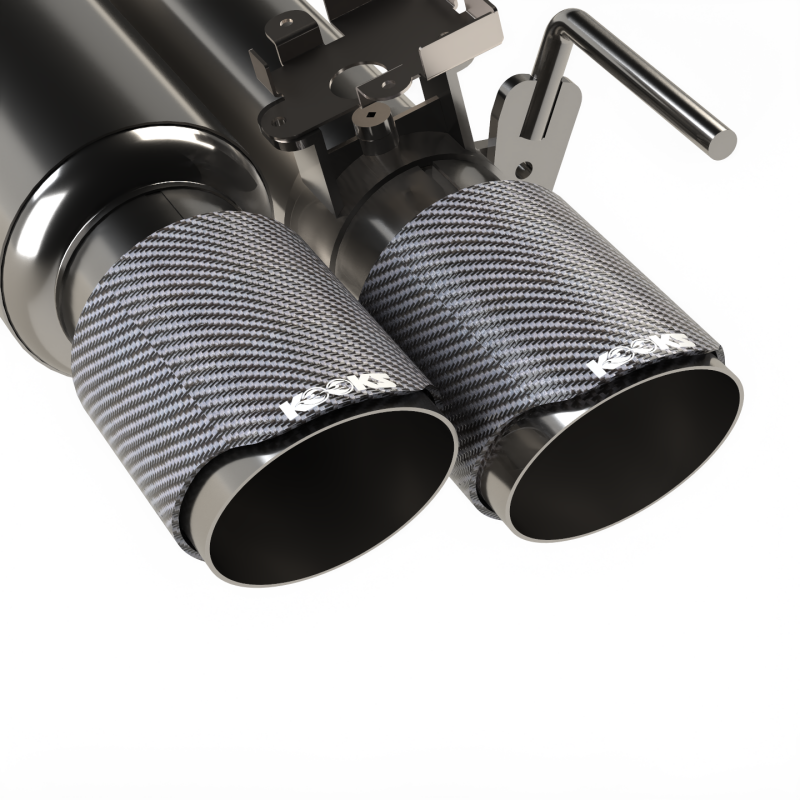 Kooks 18-24 Ford Mustang GT 5.0 3in. Valved Shotgun Cat-Back Exhaust - Carbon Tips