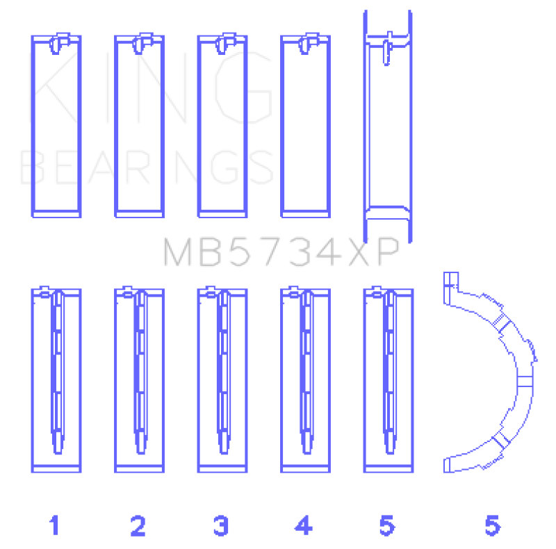 King Ford Mustang Prod 302 Coyote Performance Main Bearing Set - Size STD