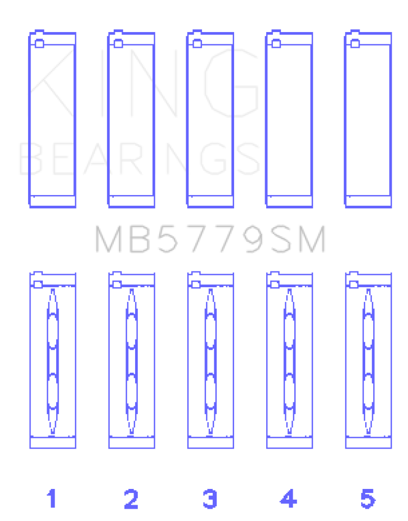 King Audi CDAA/CDHA/CDHB/CDAB Main Bearing Set (Set of 5) - Size STD