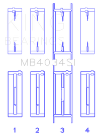 King Ford 232 (Size 0.25) Main Bearing Set