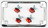 License Plate Frame W/4 Red Reflectors Chrome