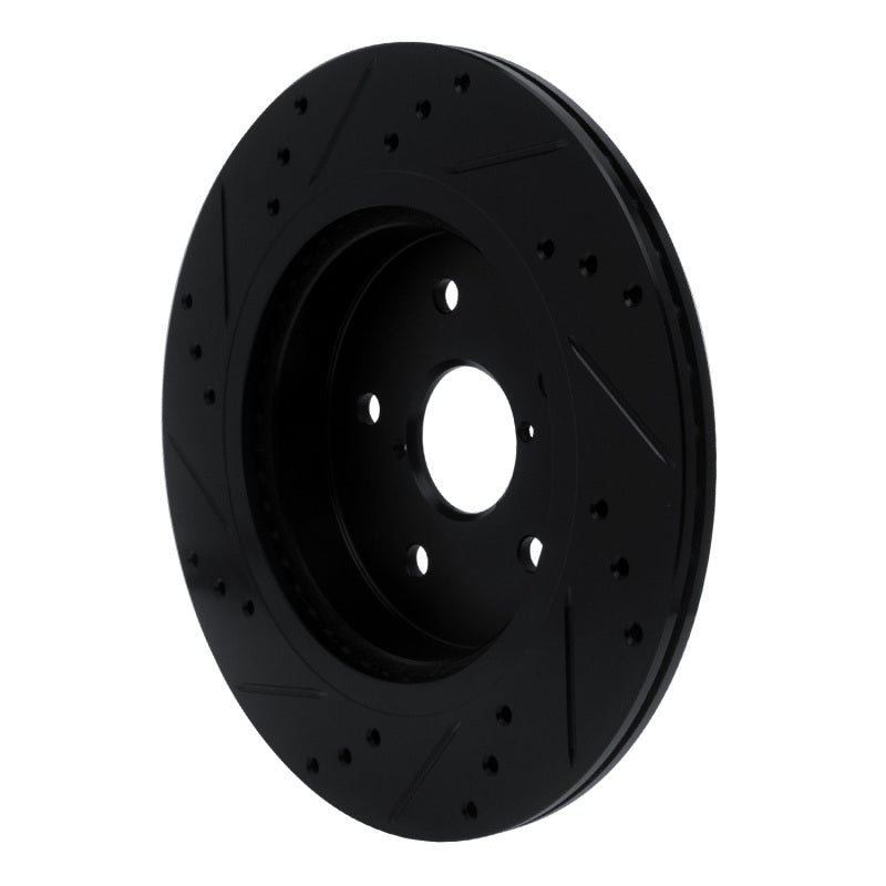 R1 15-25 Subaru Outback Rear Right Drilled & Slotted Black Brake Rotor