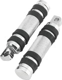 Bikers Choice Big Twin & XL Chrome Knurled Male Mount Footpegs W/Rubber Bands Pr.