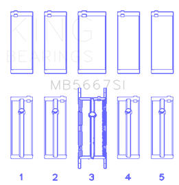 King Mini W10B16A/W11B16A (Size 0.5) Silicon Bi-Metal Aluminum Main Bearing Set