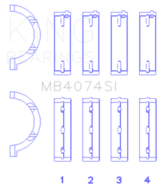 King Engine Bearings Chrysler 2.7L (Size +0.50mm) Main Bearing Set