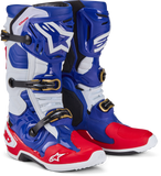 Tech 10 Le Boots Brt Red/Dk Blue/Wht Sz 09