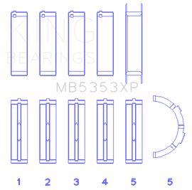 King Ford 281 4.6L SOHC 16V (Size .026) Crankshaft Main Bearings (Set of 5)