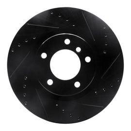 R1 95-99 BMW M3 E36 Left Front Drilled & Slotted Black Brake Rotor