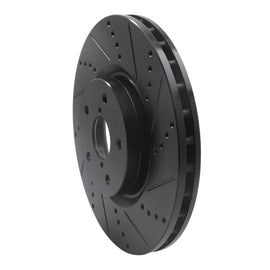 R1 05-17 Subaru WRX STI Front Right Drilled & Slotted Black Brake Rotor