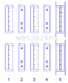 King Subaru EJ20/EJ22/EJ25 (Thrust in #5 Position) Tri-Metal Perf Main Bearing Set - Size +0.26mm
