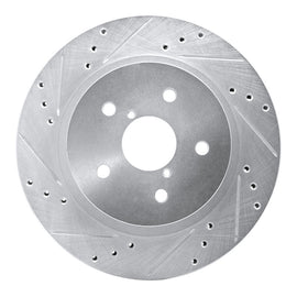 R1 2015-2025 Subaru Outback Rear Left Drilled & Slotted Silver Brake Rotor