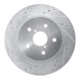 R1 2015-2025 Subaru Outback Rear Left Drilled & Slotted Silver Brake Rotor