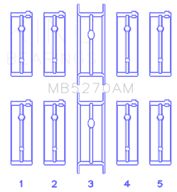 King Chrysler 148/148 Turbo DOHC 16V/Jeep 148 DOHC 16V Main Bearing Set - Size STD