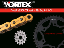 Load image into Gallery viewer, Vortex Racing V3 2.0 Chain and Sprocket Kit 3270-15,526AS-45,G520SX3-114- Gold