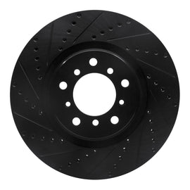 R1 01-06 BMW M3 Right Front Drilled & Slotted Black Brake Rotor