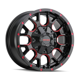 Mayhem 8015 Warrior 17x9 / 6x135 BP / -12mm Offset / 106mm Hub Black w/ Prism Red Wheel