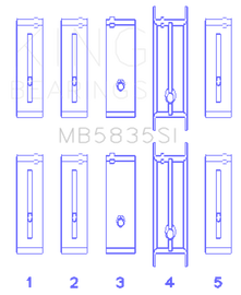 King Engine Bearings ChevrolET 121Ci/Ln2 134Ci +.002 (Size +0.25mm) Main Bearing Set