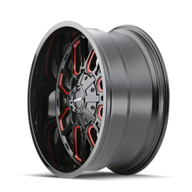 Mayhem 8107 Cogent 20x9 / 8x165.1 BP / 0mm Offset / 130.8mm Hub Black w/ Prism Red Wheel