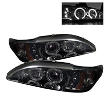 Load image into Gallery viewer, Spyder Ford Mustang 94-98 1PC Projector LED Halo Amber Reflctr LED Smk PRO-YD-FM94-1PC-AM-SMC