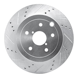 R1 08-20 Subaru Impreza Rear Left Drilled & Slotted Silver Brake Rotor