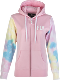 Women'S Fly Tie-Dye Zip Up Hoodie Pink/Yellow/Blue Sm