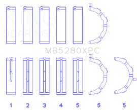 King Ford 4.6L/5.4L V8 SOHC Performance Coated Main Bearing Set - Size STD
