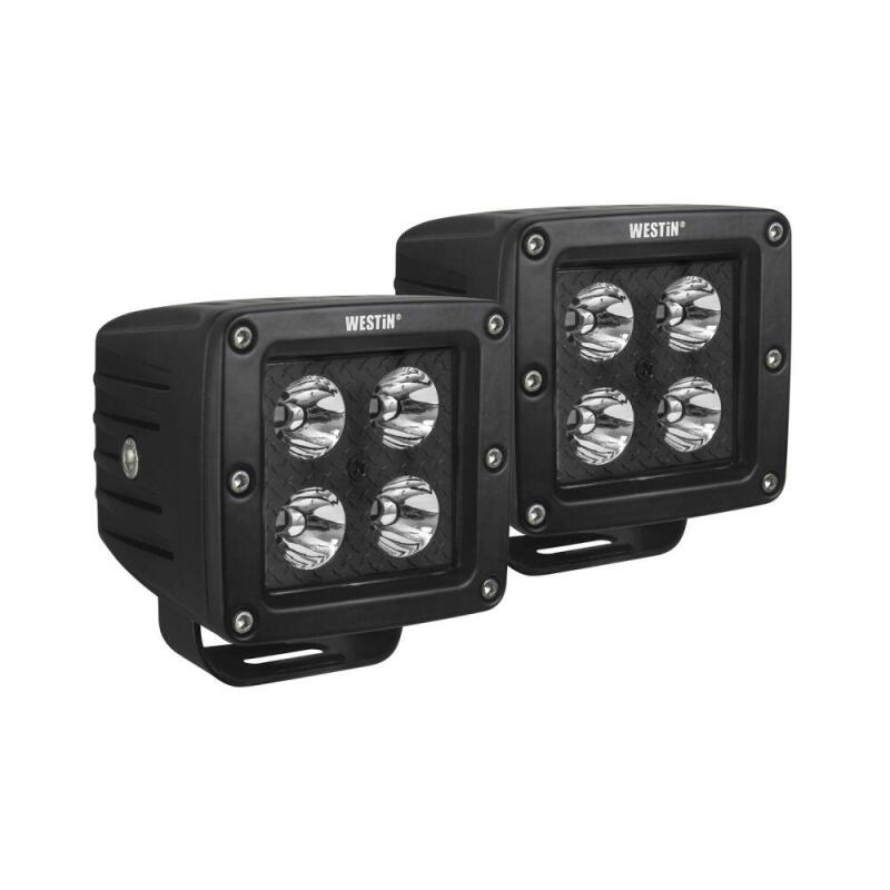Westin HyperQ LED Auxiliary Lights 3in x 3in cube 20w Flood - Black