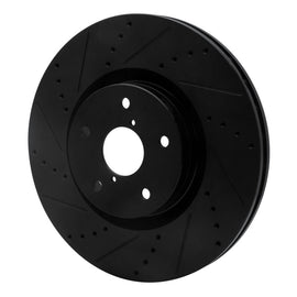 R1 05-17 Subaru WRX STI Front Left Drilled & Slotted Black Brake Rotor