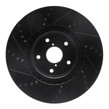 Load image into Gallery viewer, R1 05-17 Subaru WRX STI Front Right Drilled &amp; Slotted Black Brake Rotor