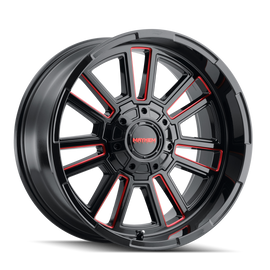 Mayhem 8115 Apollo 20x9 / 8x165.1 BP / 18mm Offset / 125.2mm Hub Black w/ Prism Red Wheel