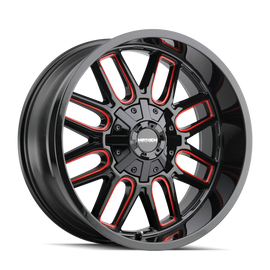 Mayhem 8107 Cogent 20x9 / 5x127 BP / 0mm Offset / 87.1mm Hub Black w/ Prism Red Wheel