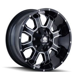 Mayhem 8103 Fierce 22x12 / 8x180 BP / -44mm Offset / 124.1mm Hub Black w/ Milled Spokes Wheel