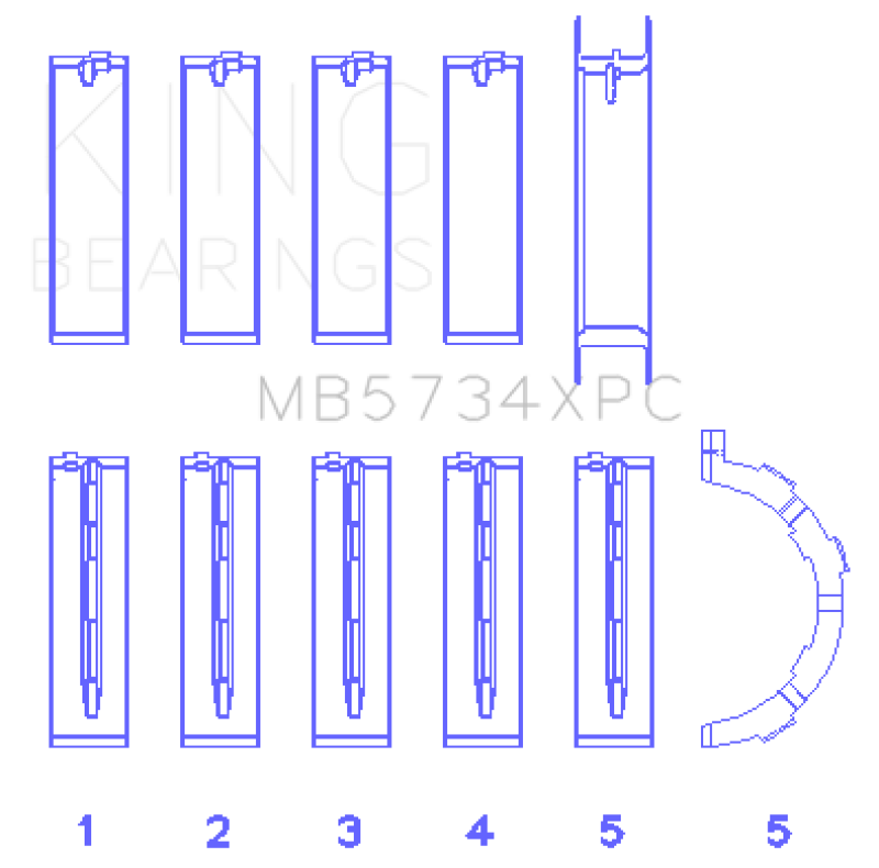 King Ford 302 CID Coyote (Size STD) Performance Coated Main Bearing Set - Size STD